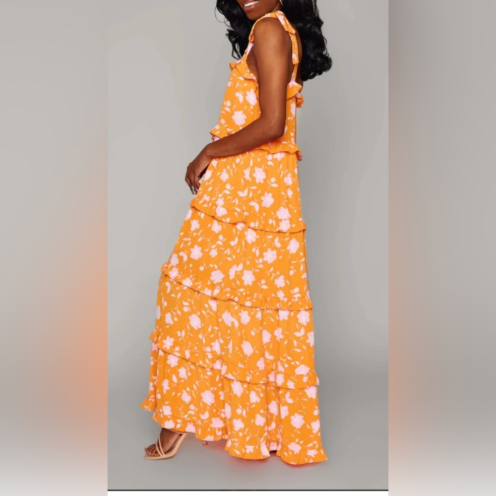 NET XS BuddyLove Libby Orange Floral Maxi Dress Buddy Love 0 2